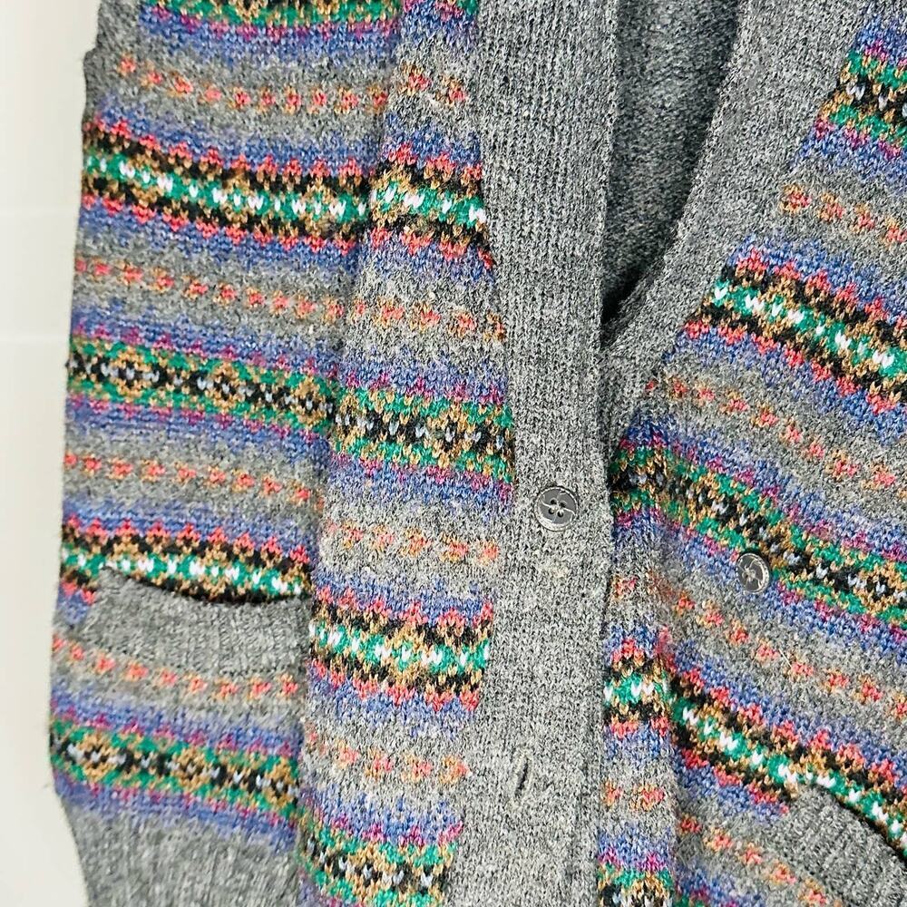 Bramble Lane Gray Acrylic Sleeveless Button Front Striped Sweater Vest Size L - Picture 6 of 7